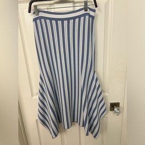 BCBG Max Azria “Eden” skirt in knit jacquard chambray and white stripe. NWT.